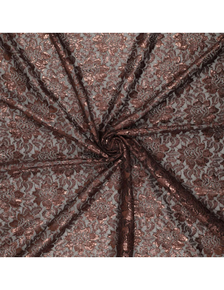 Metallisierte Spitzenstoff Lisa - Schokolade