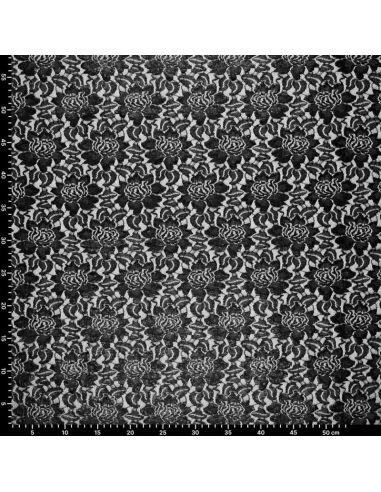 Metallisierte Spitzenstoff Lisa - Schwarz