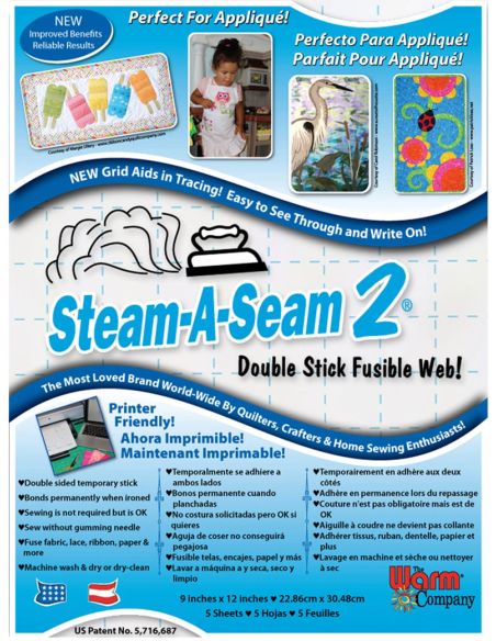 Set mit 5 beidseitig klebenden Bügelfolien Steam-A-Seam 2